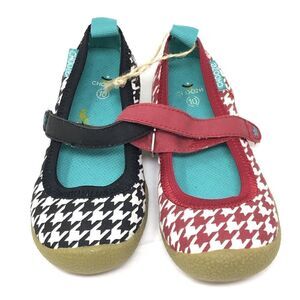 NWT Chooze Girls Houndstooth Black Red White Mary Jane Size 10 Flats